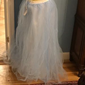 WDPL Tulle Light Blue Floor Length Skirt 12 NEW